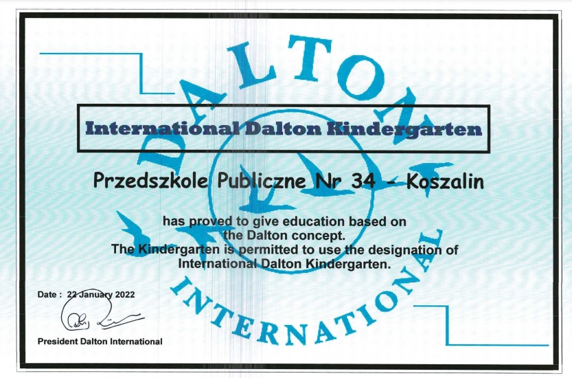 Certyfikat "Dalton International"